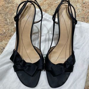 Black satin Kate spade bow sandals